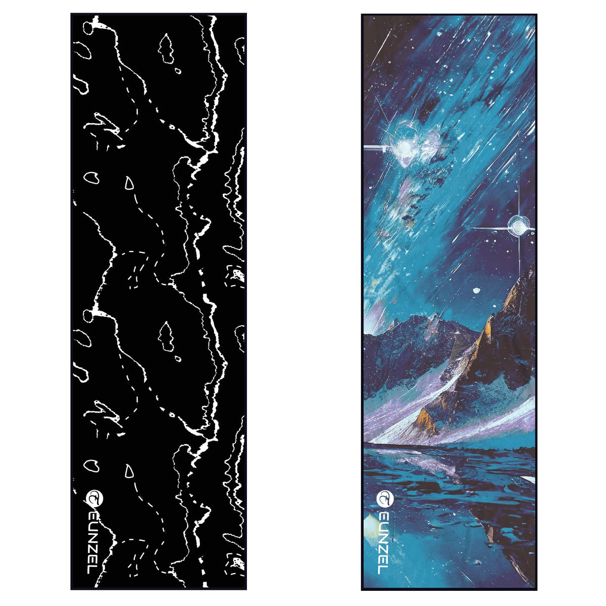 2 Pack Cooling Towel, Ice Towel for Neck, Soft Microfiber Chilly Towel Stay Cool for Sports, Yoga, Running, Gym, Workout, Biking, Camping & Outdoor Activities 40"x12", Black Contour& Starry