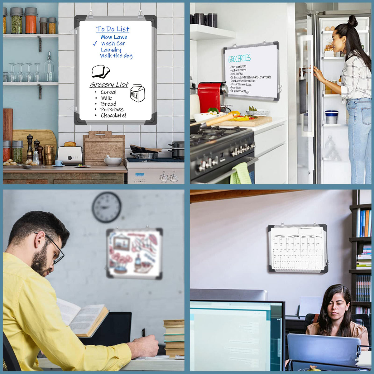 Dry Erase Calendar Whiteboard for Wall, Polegas 16" X 12" Magnetic White Board, Small Wall Monthly Double Sided Schedule Boards Student, Home, Office, Planning, Reminder, Task, List, Memo (White)