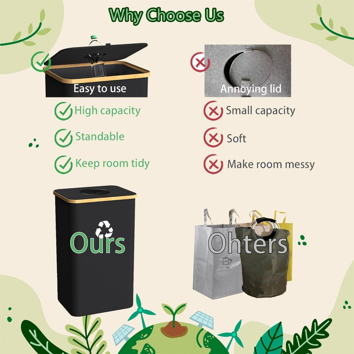 Pakusane Recycling Bin for Kitchen Indoor Home, Large 100L/ 26 Gallon Recycle Bin with Lid Removeable Reusable Inner Bag Bottle Can Glass Waste Plastice Stickers (Blue, 26 Gallon)