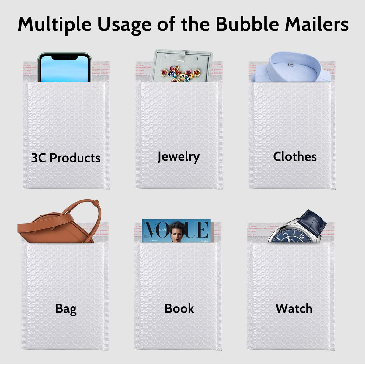 Bubble Mailers 4x8"-100pcs,Padded Envelopes Mailers,Sealing Shipping Bags for Small Business, Shipping Envelopes with Self Sealing, Waterproof and TearProof