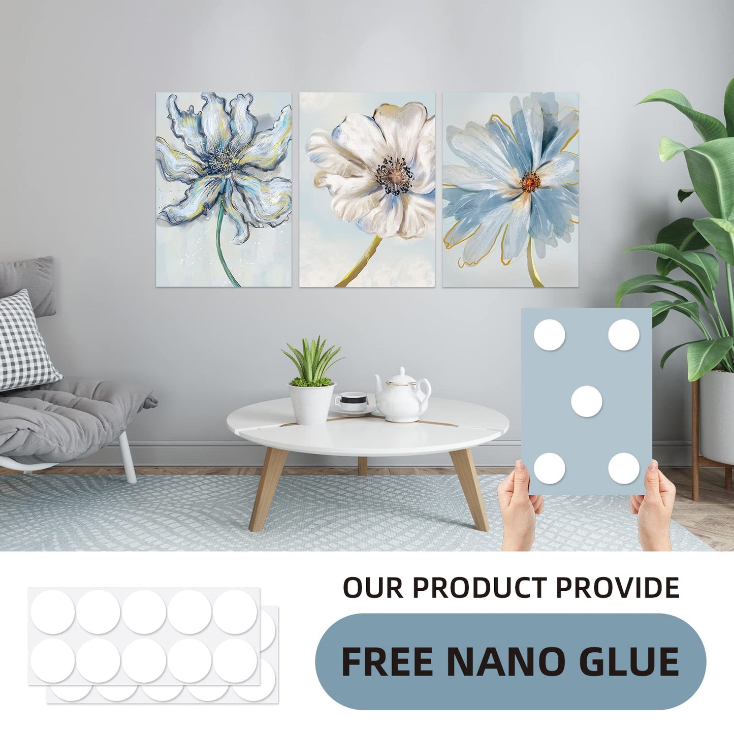 Acoustic Wall Art Acoustic Panels, 16X12 Inches Sound Proofing Padding, 3 Piece Acoustical Soundproof Wall Panels, Self Adhesive Noise Dampening Panels, Sound Absorbing Panels for Room Office, Studio