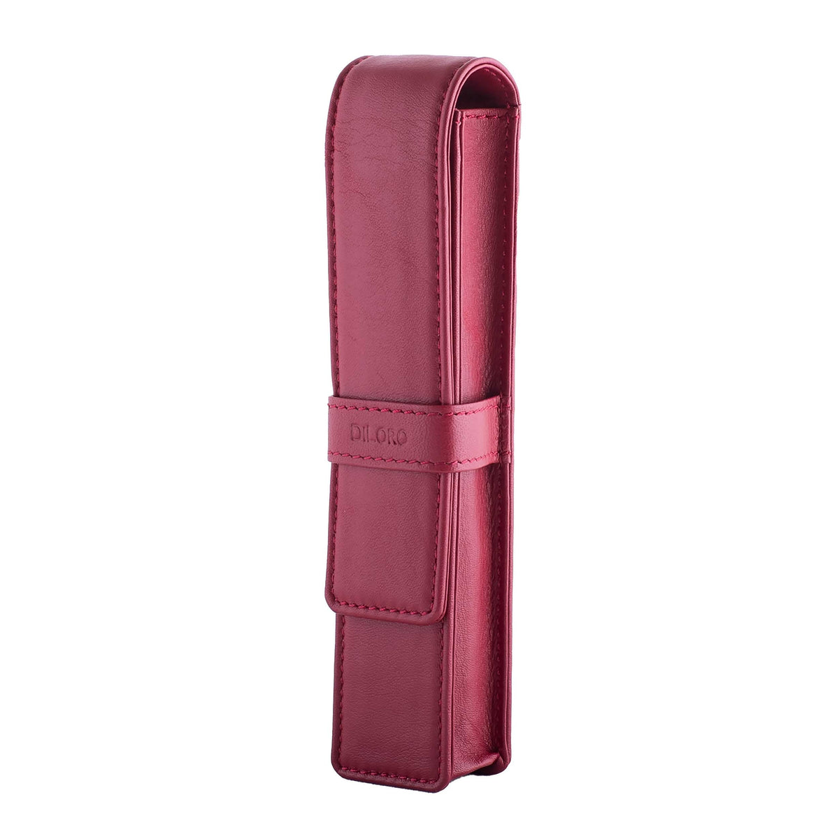 DiLoro Leather Single Pen Case Pencil Pouch Holder for One Fountain Ballpoint Rollerball Pen and Pencil (Red)