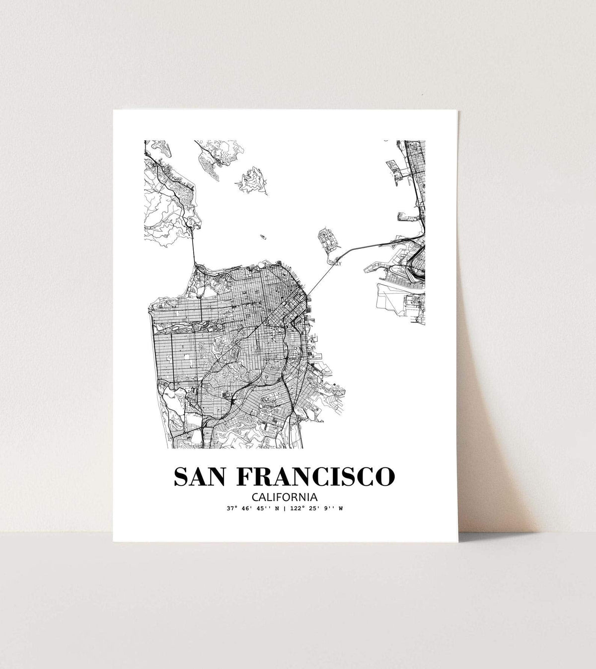 Eleville 8X10 Unframed San Francisco California City View Abstract Road Modern Map Art Print Poster Wall Office Home Decor Minimalist Line Art Hometown Housewarming wgn474