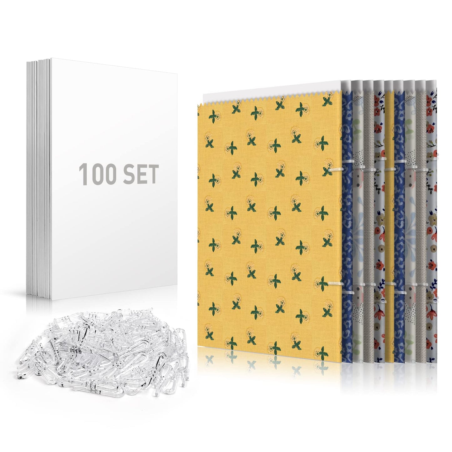 Thickened Fabric Organizer Boards for Books, Comics & Magazines - 100 PCS of 7.5 * 10.5 Inch Comic Book & Magazine Backing Boards with U Shape Plastic Alligator Clips (400PCS)