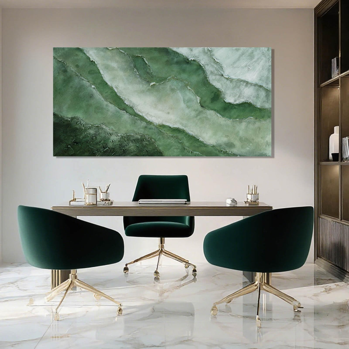 Green Large Wall Art, Abstract Minimalist Decor Paintings for Wall, motivational posters, Framed for Bedroom and Living Room, 24" x 48"