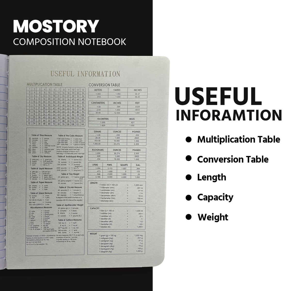 MOSTORY Pack of 10 Composition Notebook - College Ruled 200 Pages (100 Sheets), Size 7.5" x 9.75", Bulk School Supplies, Office, Bulk Notebooks for School, Writing Journal Notebook with Lined Paper
