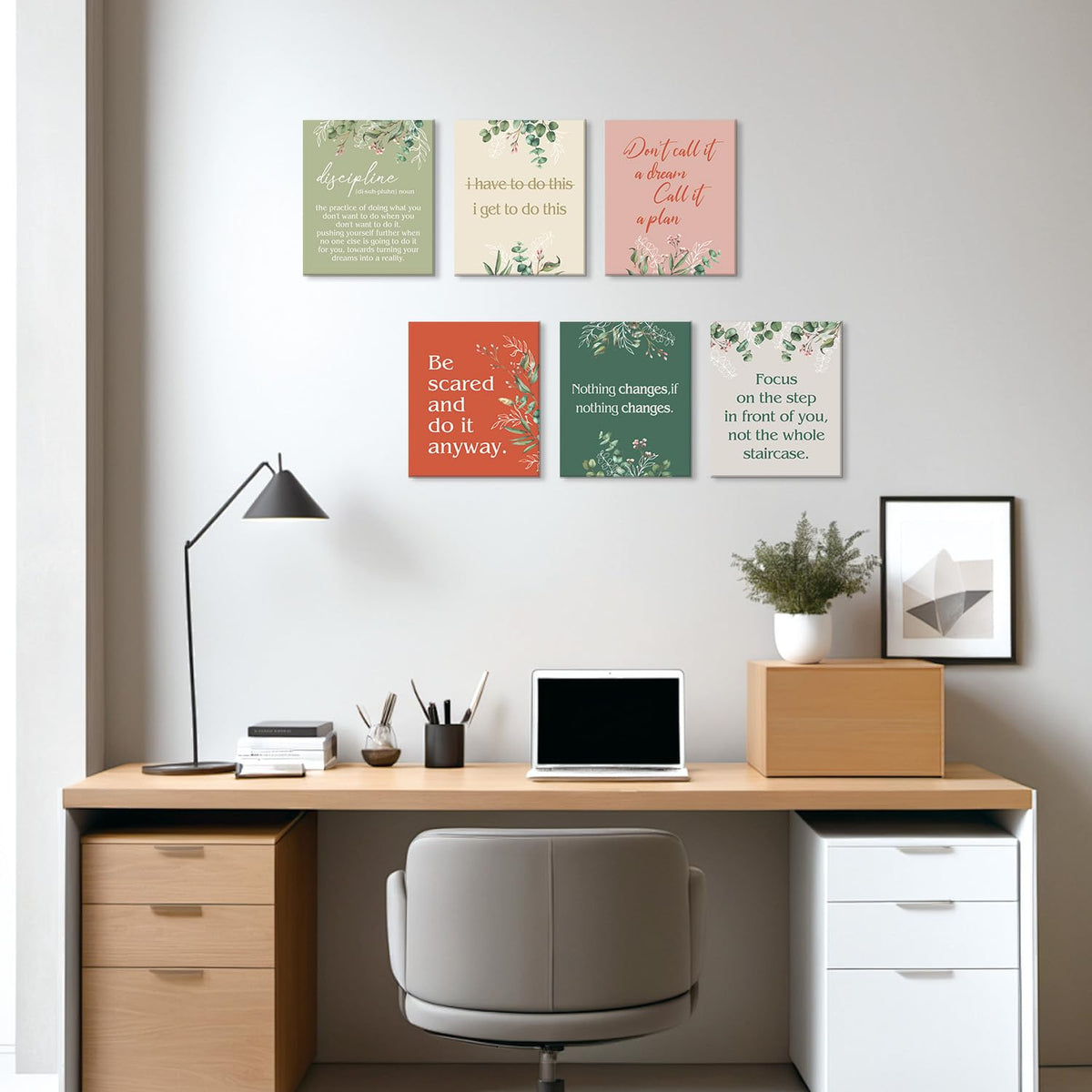 HPNIUB Office Motivational Wall Art, Teamwork Inspirational Quotes Wall Decor, Set Of 6 Piece (8x10inch,Framed) Positive Posters Decoration Success Sign for Workplace Gym Home Classroom