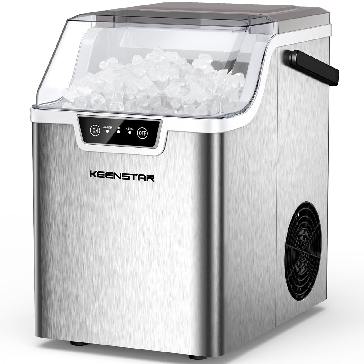 KEENSTAR Nugget Countertop Ice Maker with Soft Chewable Ice, 40lbs/24H Pebble Ice Machine for Home/Party/RV/Camping with Basket and Scoop, Auto-Cleaning