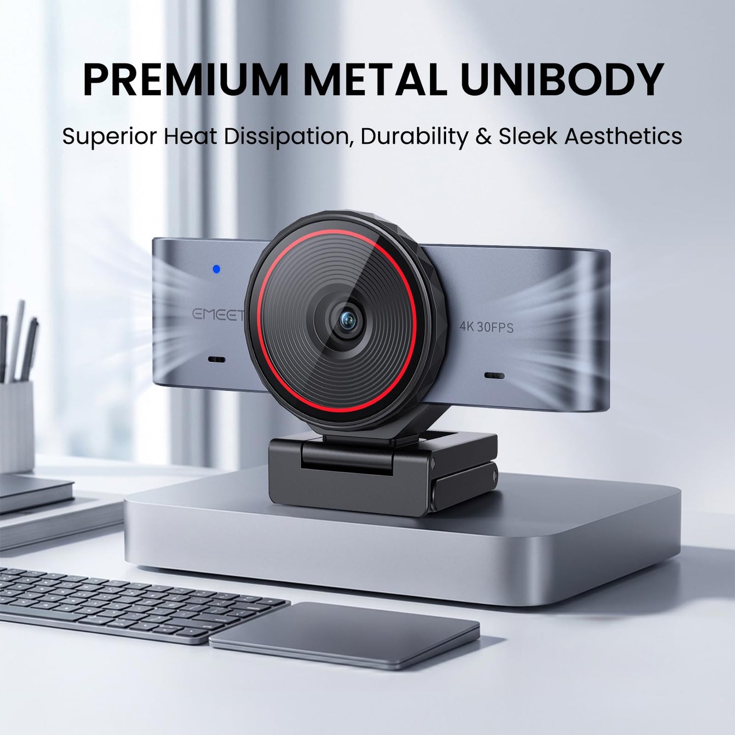 EMEET C960 Ultra 4K Webcam for Mac & PC, 1/1.5" Large Sensor, Metal Body, 0.2s Autofocus, DRC, Whiteboard Mode, Built-in Privacy Cover, 2 Mics, USB Webcam 4K for Meetings, Streaming & Content Creation