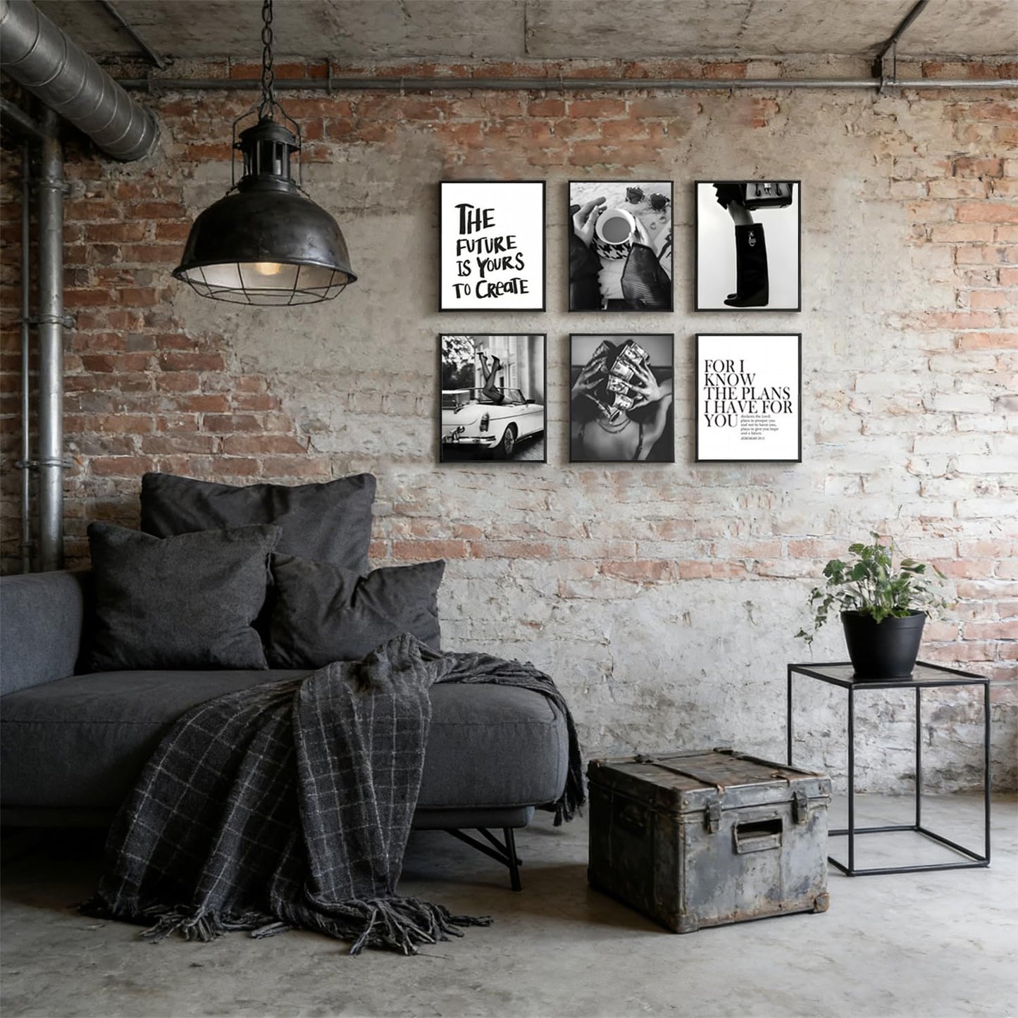 Trendy Black and White Wall Art Luxury Money Hair Rollers Girl Posters High Heels Motivational Quotes Home Decor for Bedroom Living Room Dormitory Modern Aesthetic Pictures Unframed 8x10 Inch