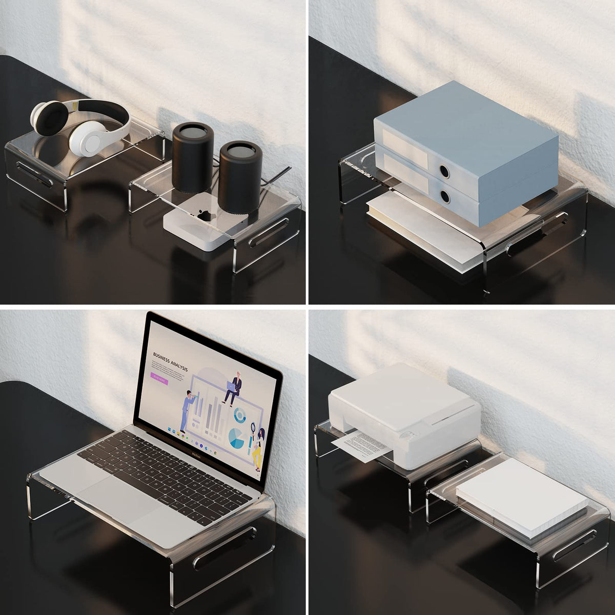 Zimilar 2 Pack Monitor Stand Riser, Acrylic Monitor Stand for Computer, Laptop, Printer, Notebook, Premium Clear Laptop Stand Acrylic Monitor Riser for Home Office, Monitor Stands for 2 Monitors