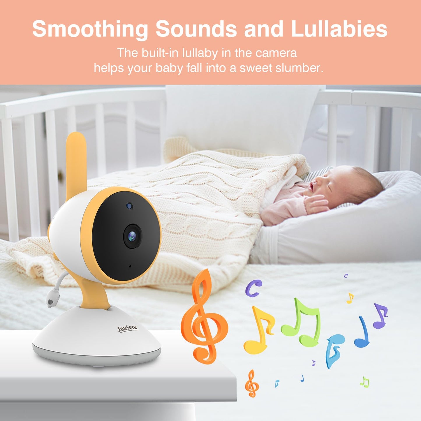 JouSecu Baby Monitor No WiFi, 5" 720P HD Screen Baby Monitor with Camera and Audio with 30hrs Long Battery Life, Baby Camera Monitor Two-Way Talk, VOX, Infrared Night Vision, Temperature Monitoring