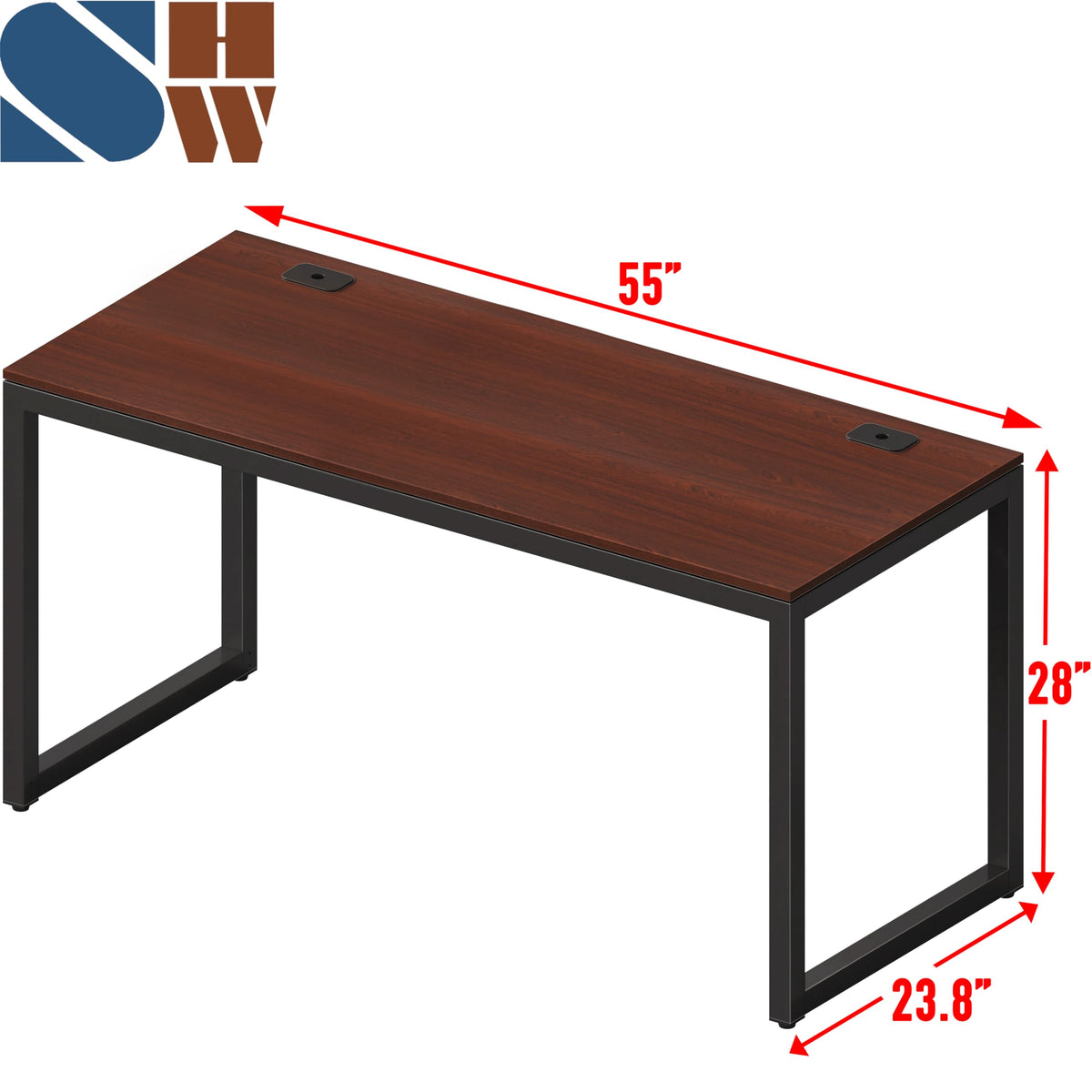 SHW 55-Inch Commercial-Grade Office Computer Desk, Cherry
