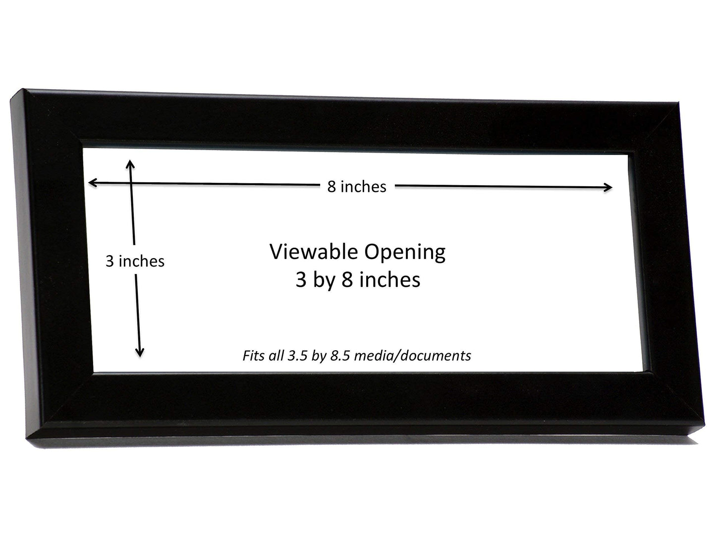 Creative Picture Frames [3.5x8.5bk] Professional Black Business License Certificate Frame, Holds 3.5 by 8.5 inch Media, Self-Standing with Wall Hanger