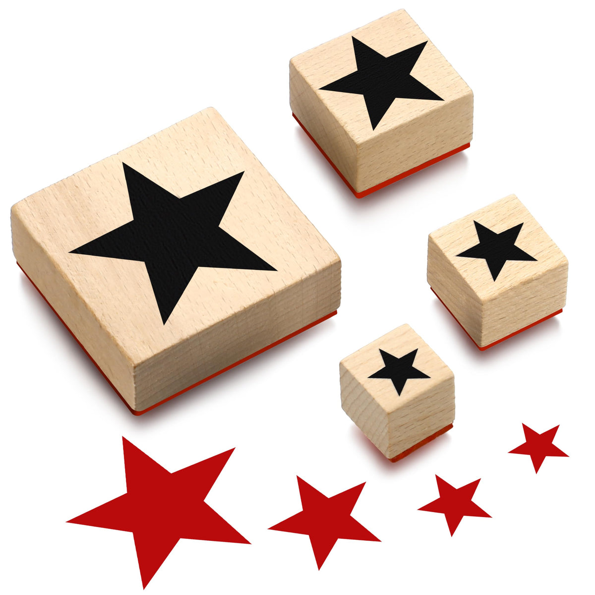 Tinlade 4 Pcs Five-Pointed Star Teacher Rubber Stamp 20/25/35/60 mm 4 Sizes 4th of July Rubber Stamp for Grading DIY Wedding Invitations Letters Gifts