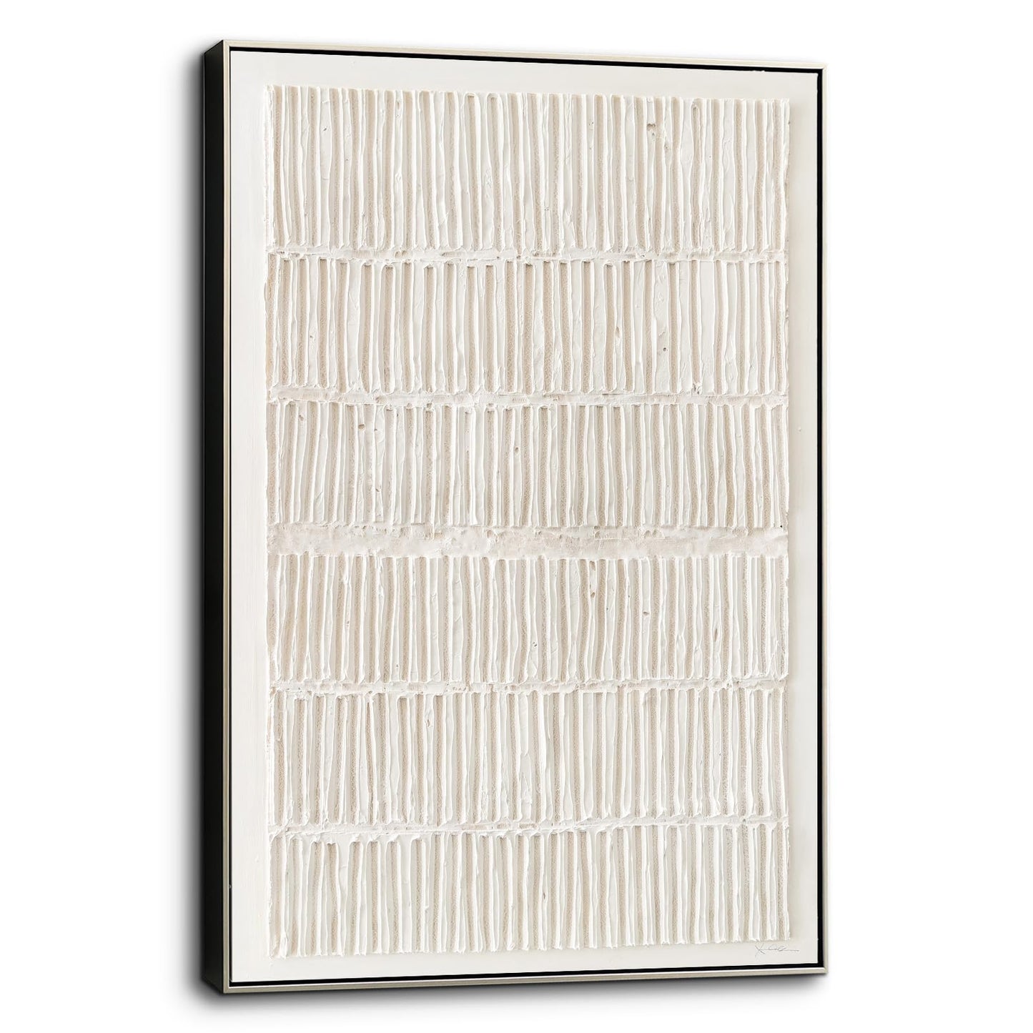 VGICH Large Framed Canvas Wall Art, Modern Abstract Wall Art for Living Room, Beige Textured 100% Hand-painted Painting, Minimalist Wall Decor for Living Room, Bedroom, Office, Hallway, 27x43 Inch
