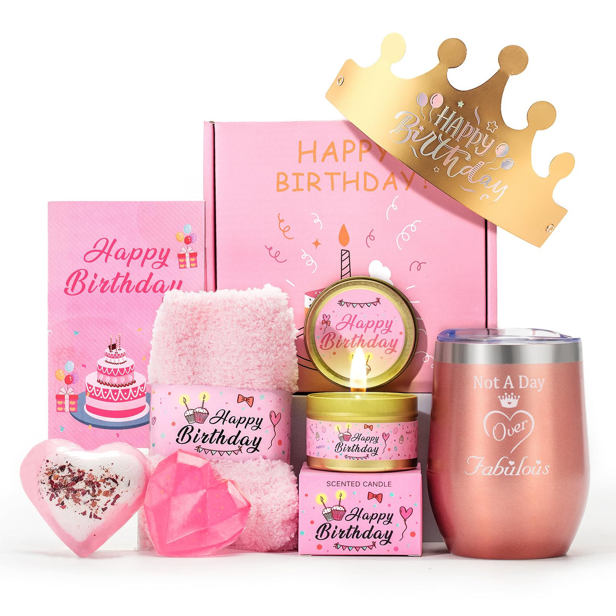 Birthday Gifts for Women Pink Gift Basket Friendship Gift Relaxing Set Best Friend Unique Gift Ideas for Women Gift Box for Sister Birthday Presents