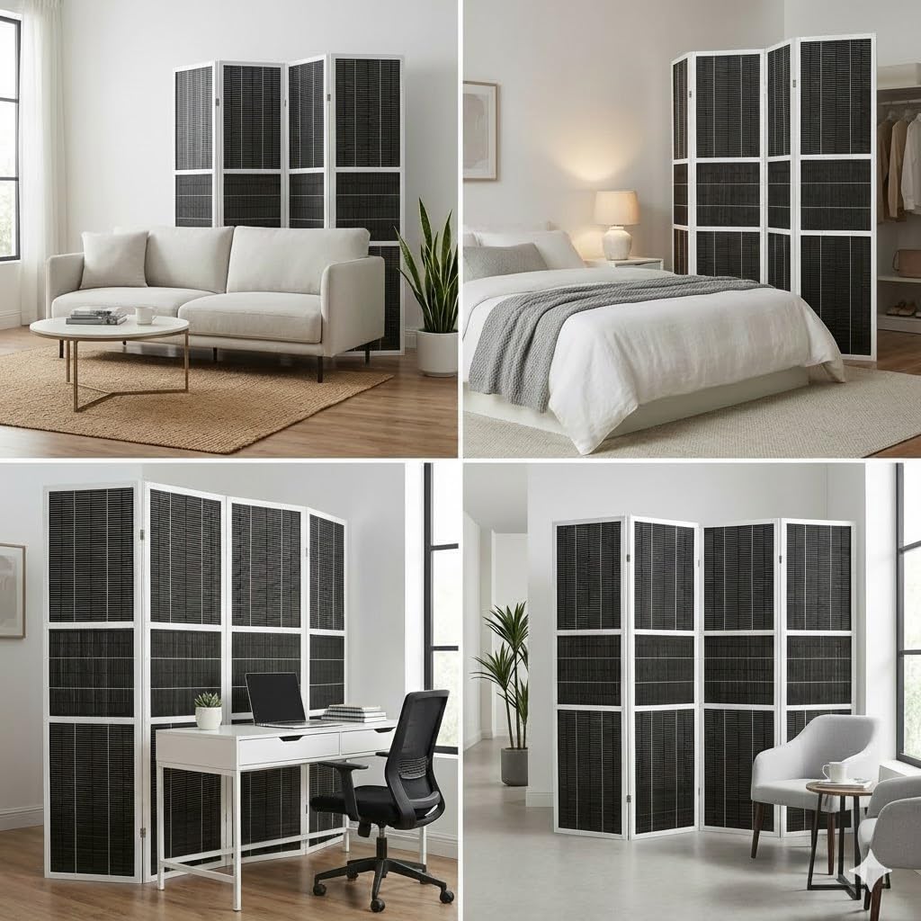 GL Global Life 4 Panel 6ft Tall Modern Style Standing Wall Partition Room Divider Panel Indoor Separation, Folding Privacy Screens, Living Room, Partition & Space Divider, Freestanding Inexpensive