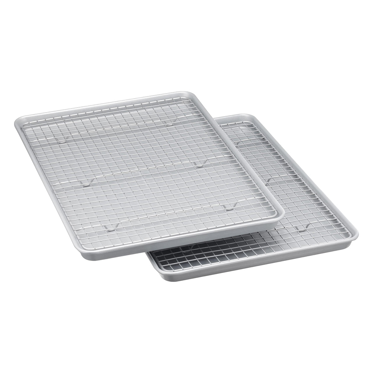 Amazon Basics Ceramic Nonstick Baking Sheets & Cooling Rack Set, Dishwasher Safe, Oven Safe, Half Sheet Size, Gray, 2-Pack