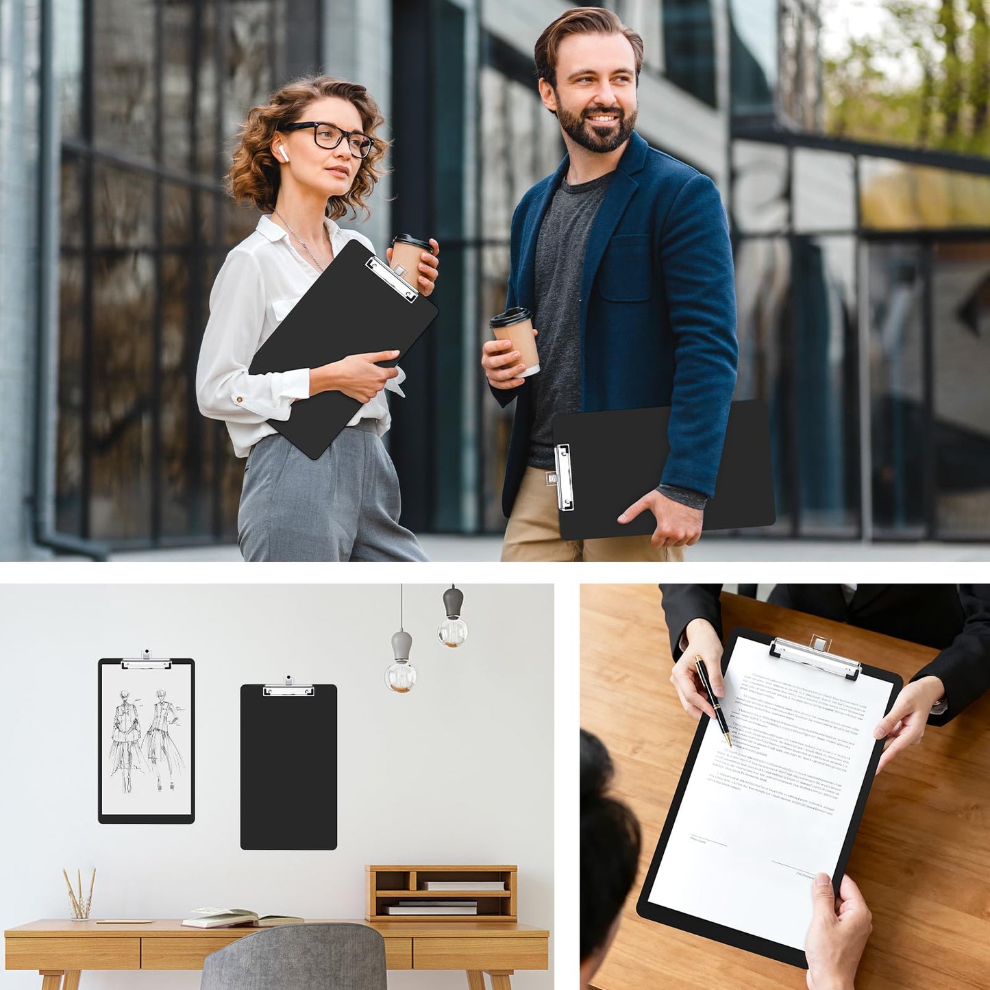 Zoenley Legal Size Clipboard with Pen Holder, Black 8.5 x 14 Plastic Clip Board for Lawyer, Nurse, Business, Size 9 x 15, with Low Profile Clip, Office & School Supplies（2Pack）
