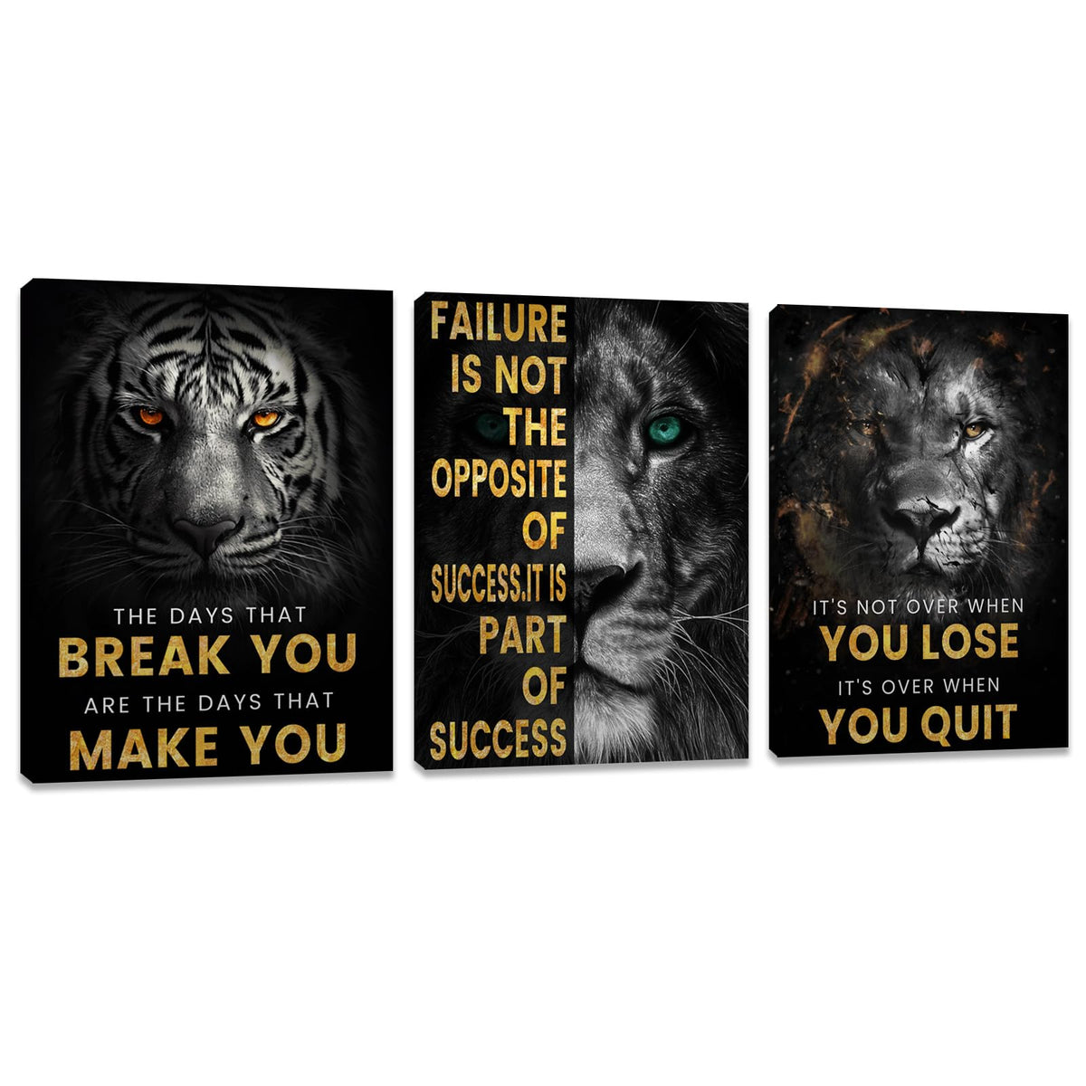 Inspirational Motivational Posters - Framed Canvas Art Set for Office, Living Room, Bedroom - (36''W x 16''H)