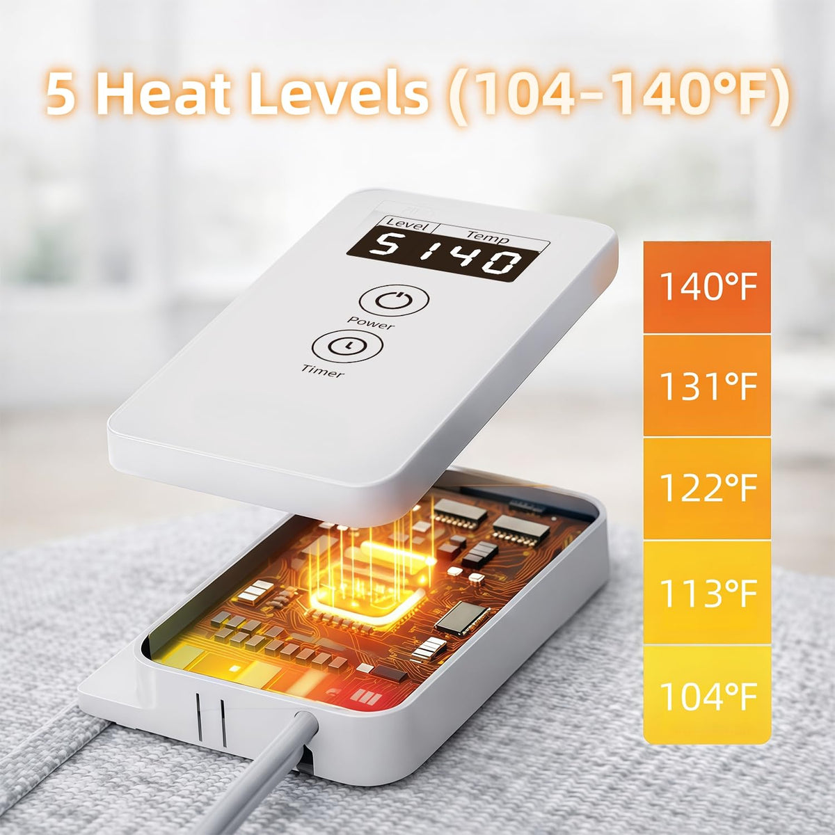 Under Desk Heater, 195W Energy-Saving Foot Warmer with Heating Pad for Feet, Electric Foot Warmer Under Desk 5 Heat Levels, 2 to 8H Timer Quiet Fanless Foot Heater for Office Home Dorm Chochoyah