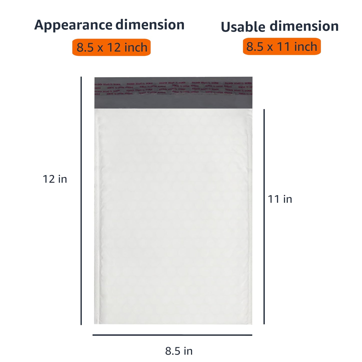 Amazon Basics Poly Bubble Mailer, 8.5" x 12" (Internal Size 8.25" x 11"), Self-Seal, 100-Pack, White/Grey