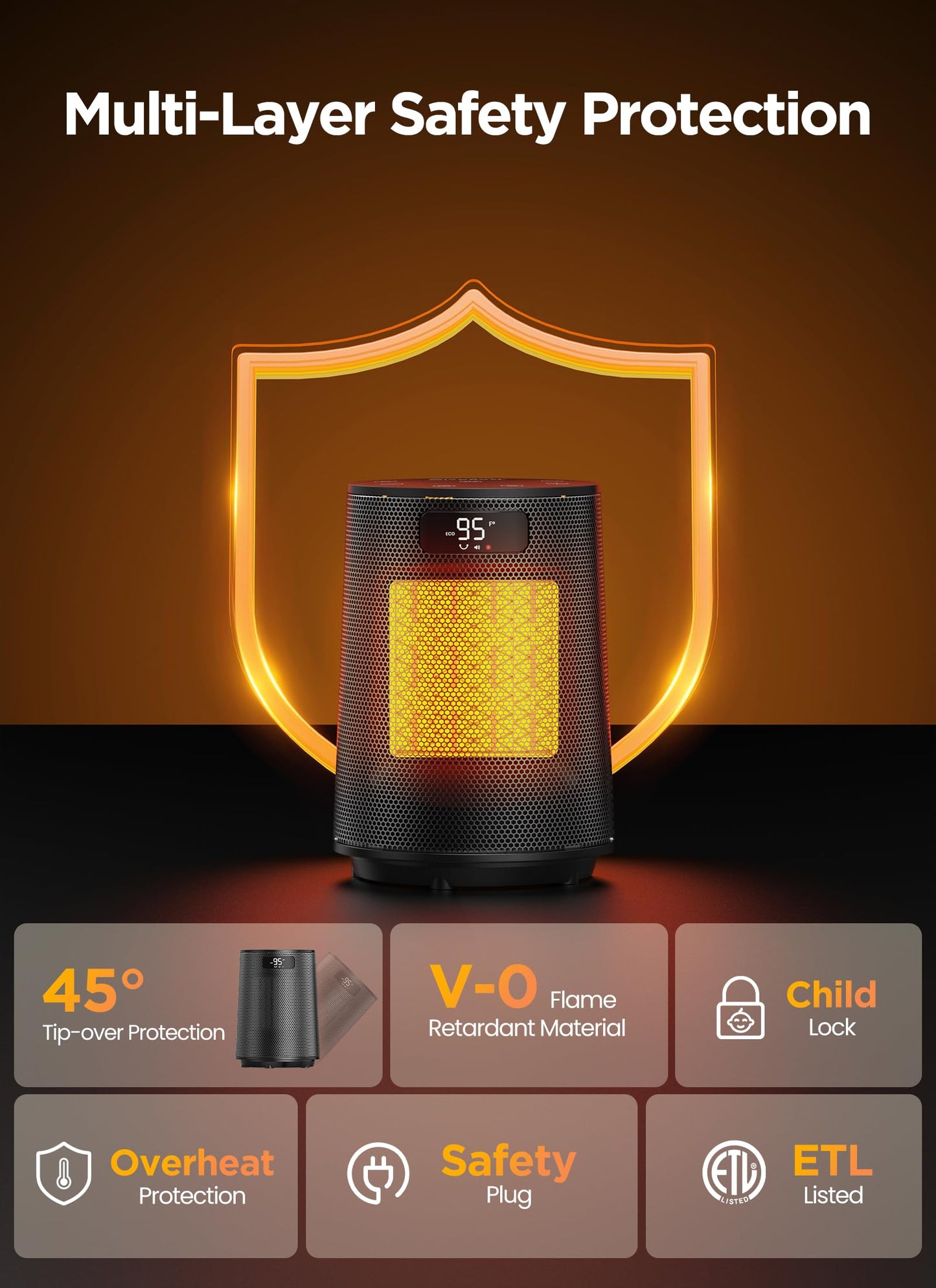 GiveBest Space Heater, Electric Portable Heaters for Indoor Use with Thermostat and Remote, 70°Oscillation, Digital Display, 12H Timer, 1500W PTC Ceramic Fast Safety Heat for Office Bedroom Home Desk
