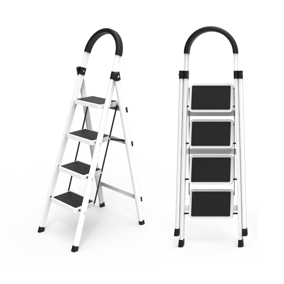 4 Step Folding Ladder, Portable and Compact, Anti-Slip Multi-Use Household Step Ladder for Home, Kitchen, Office, and Garage – Easy Storage, Sturdy and Durable