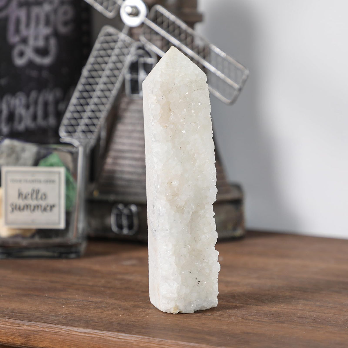 Sportmusies Natural Rock Crystal Cluster Obelisk Wand Tower Home Office Decoration, Irregular-Shaped Geode Stone Mineral Specimen Reiki Collection, 4.33-6.69 inches
