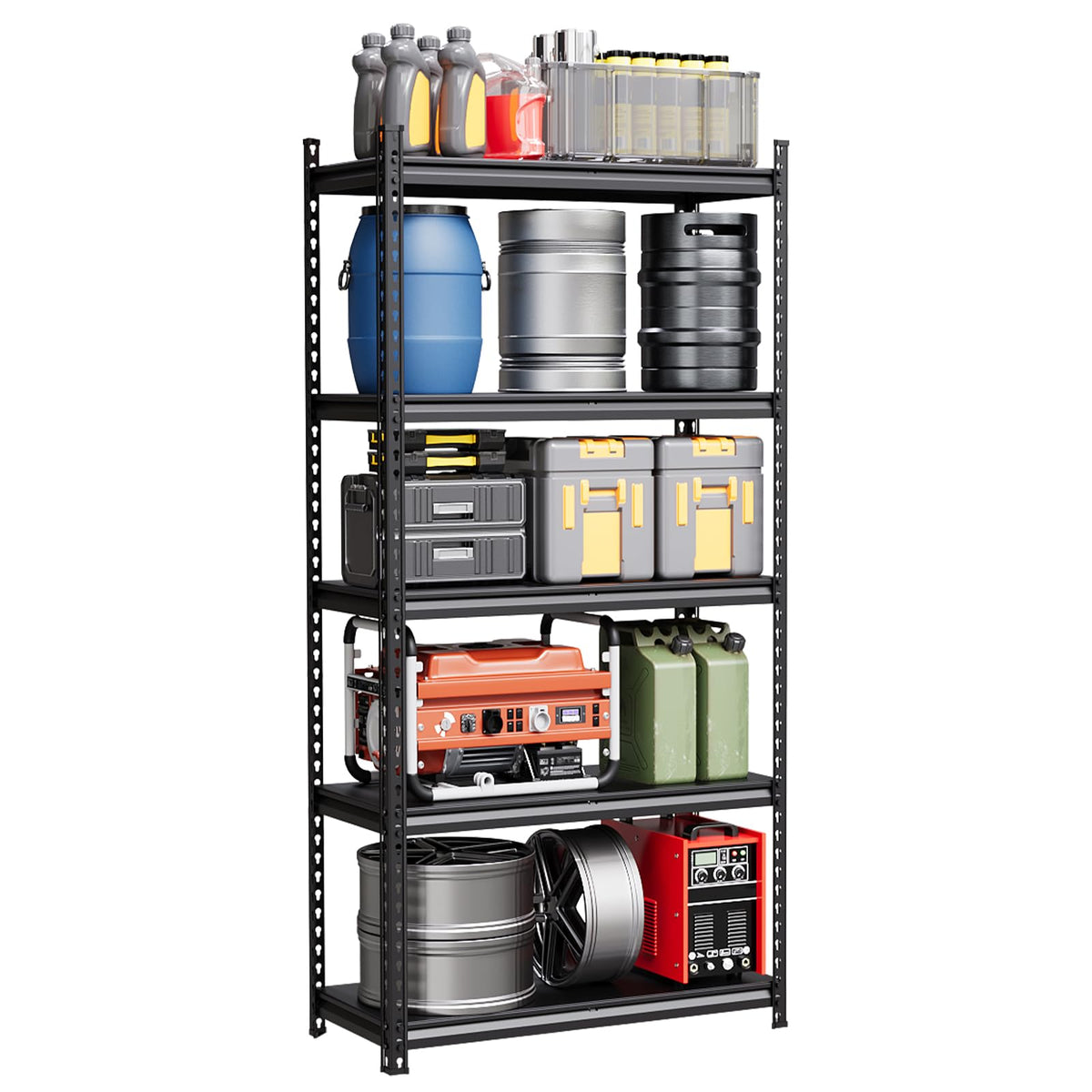 IDEALHOUSE 5-Tier Metal Shelving Unit with 3850 Lbs Capacity – 72" H x 36" W x 16" D Adjustable Steel Storage Rack for Garage, Warehouse, Pantry, Kitchen & Home Organization, Black