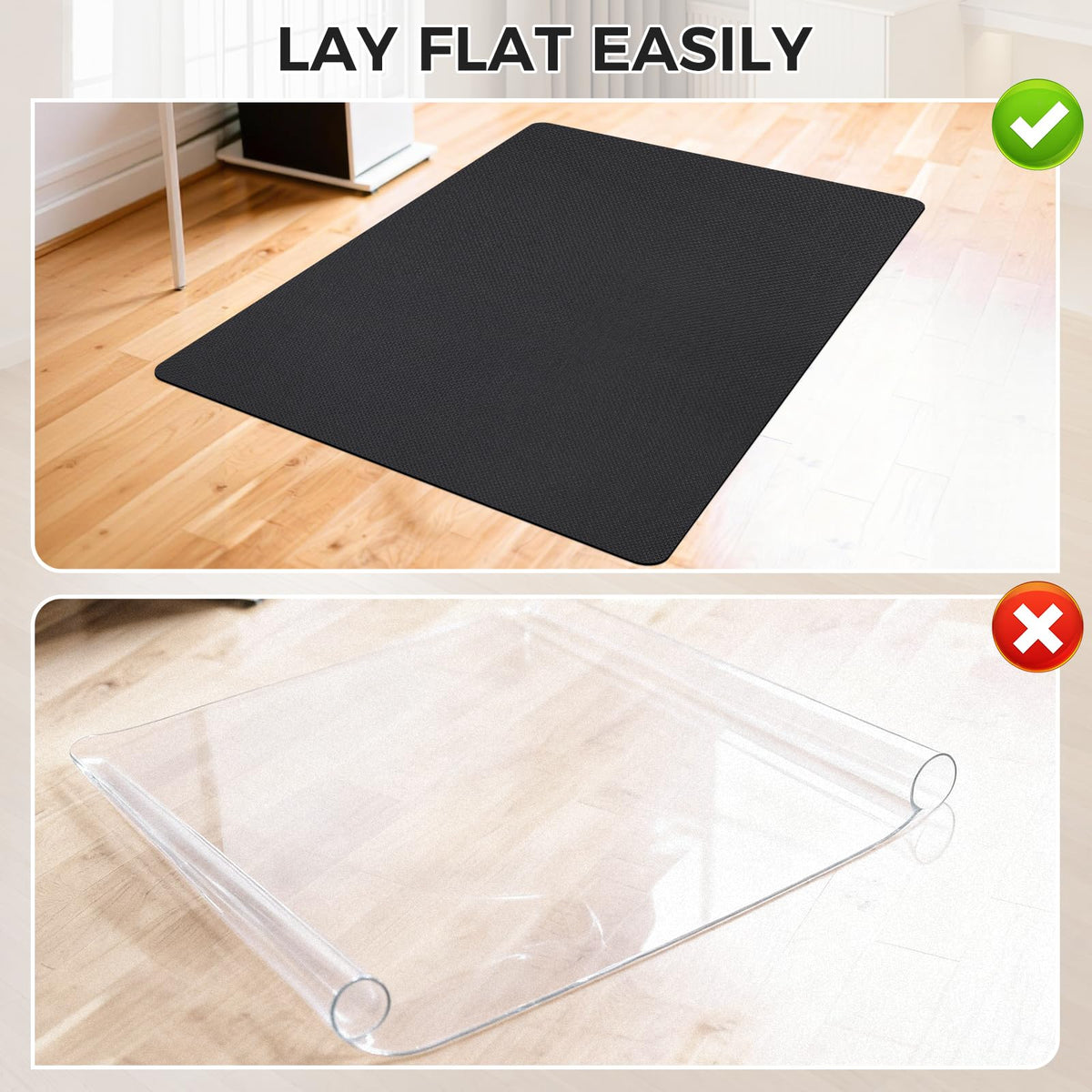 Sycoodeal Chair Mat,36" x 48" Office Chair Mat for Hardwood and Tile Floor, Heavy Duty Floor Protector for Rolling Chairs,Non-Slip,Computer Mat for Home Office(Black)