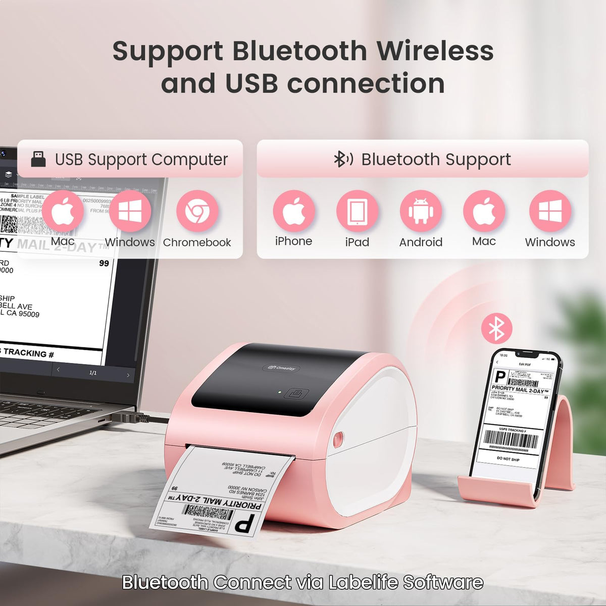 Omezizy Shipping Label Printer 4x6 - Thermal Label Printer for Small Business, Shipping Packages, Home, Office, Compatible with USPS, Shopify, Amazon, Tiktok