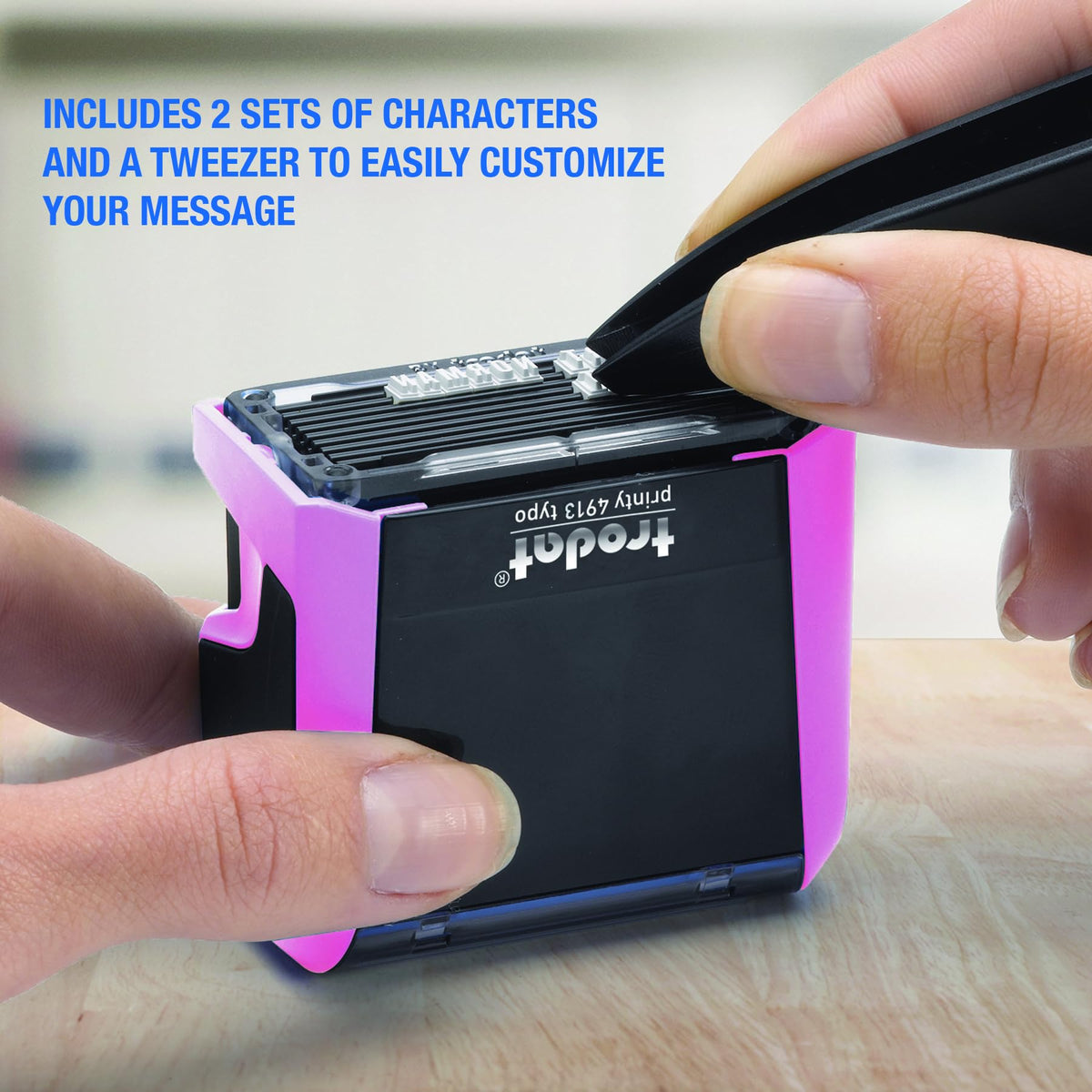 Trodat Printy 4913 Self-Inking Do It Yourself (DIY) 5 Line Personalized Custom Message Stamp with Black Ink (Pink)