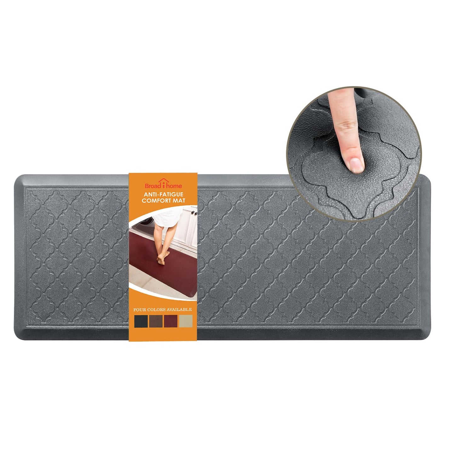 24 x 60 Inch Extra Support Anti Fatigue Comfort Kitchen Mat, Waterproof Long Kitchen Runner, Non-Slip Standing Desk Mat, Commercial Pads for Offices, Home, Garages (Barcelona Grey, 24'' x 60'')