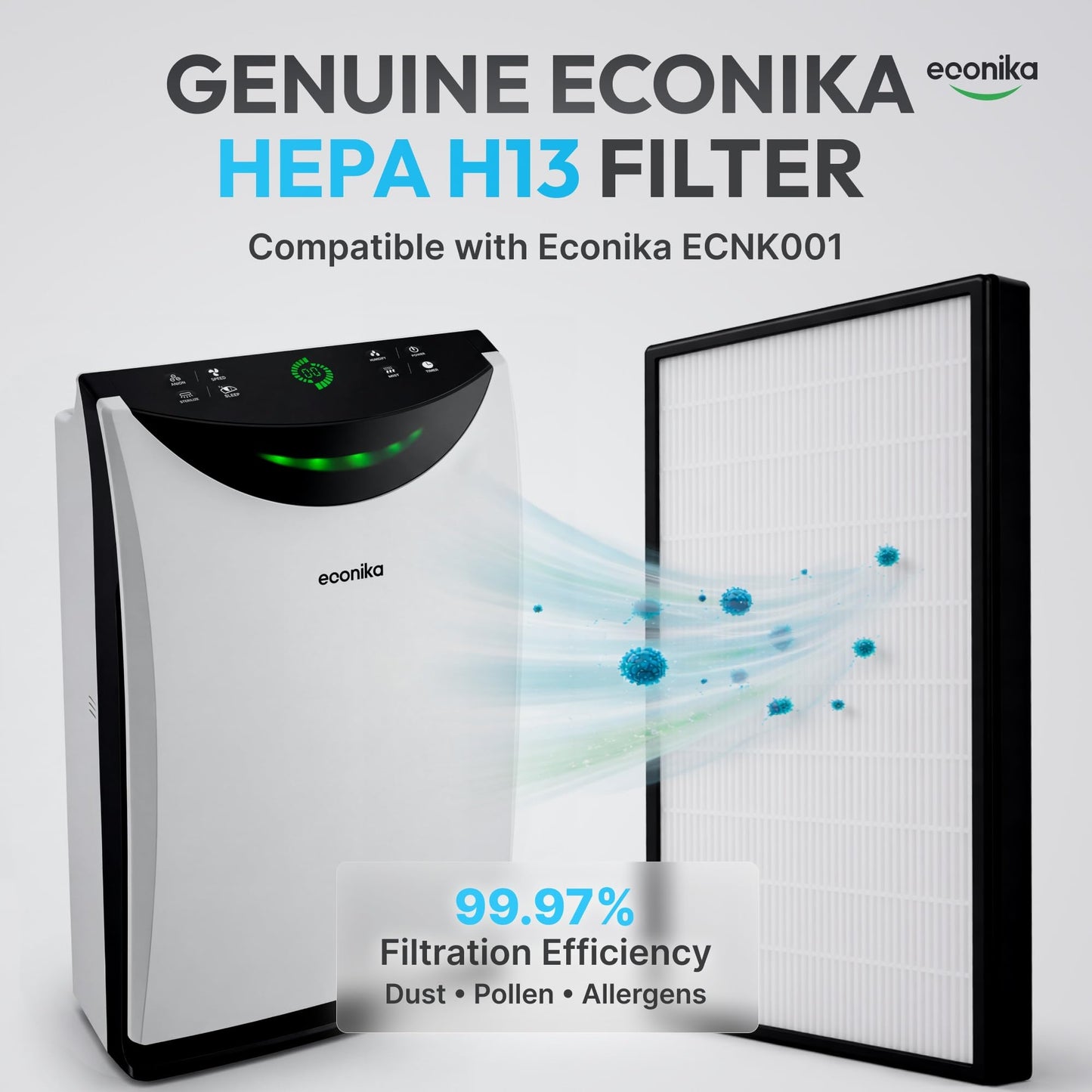 4 in 1 Humidifier and Air Purifier in One Large Room HEPA Air Purifier Humidifier Combo with UV Light, Whole House Large Room Cleaner Up to 1,035 Sq Ft