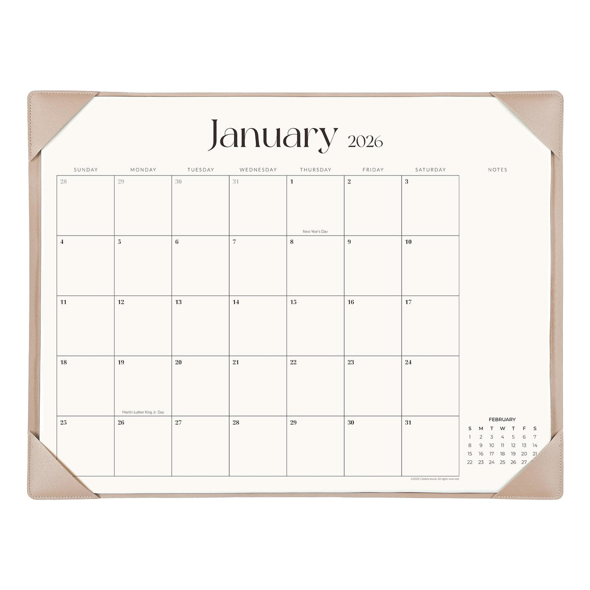 Simplified Desk Calendar 2026 with Desktop Mat, Cabbrix Large Desk Pad Calendar 21" x 16-1/2" Runs From January 2026 to June 2027, Desk Blotter Calendar for Home School and Office (Apricot)