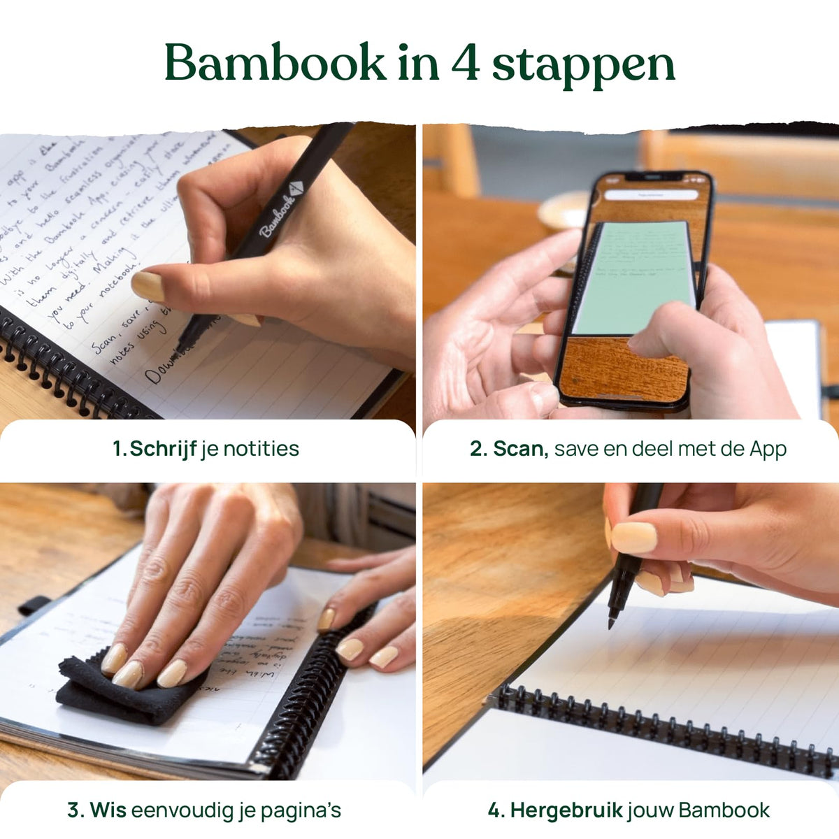 Bambook Classic Notebook Original - A4 - Blank & Lined, Reusable Notebook, Notepad, Reusable Notebook