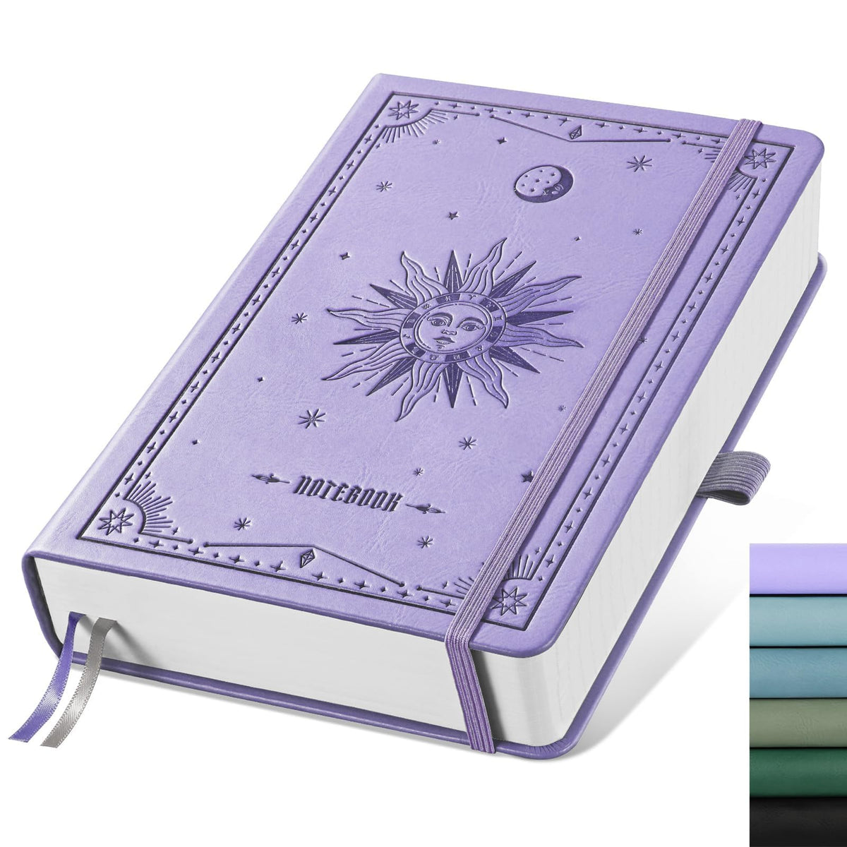 EMSHOI Blank Notebook Journal - 320 Pages, 100gsm Thick Paper, A5 Hardcover Leather, Art Sketchbook for Drawing, Unlined, Plain Sketch Book for Women Men Work Writing, 5.75 x 8.38, Light Purple