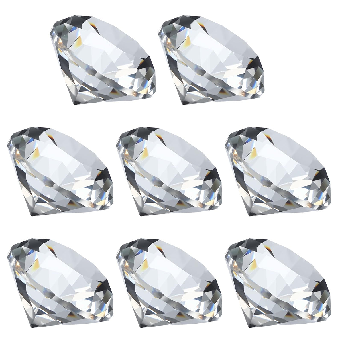PATIKIL 8 Pcs Diamond Crystal Paperweight, 40mm / 1.57 Inch Crystal Paperweight Paper Weight for Home Office Desktop Table Decor Wedding Party Jewelry Ornaments, Clear