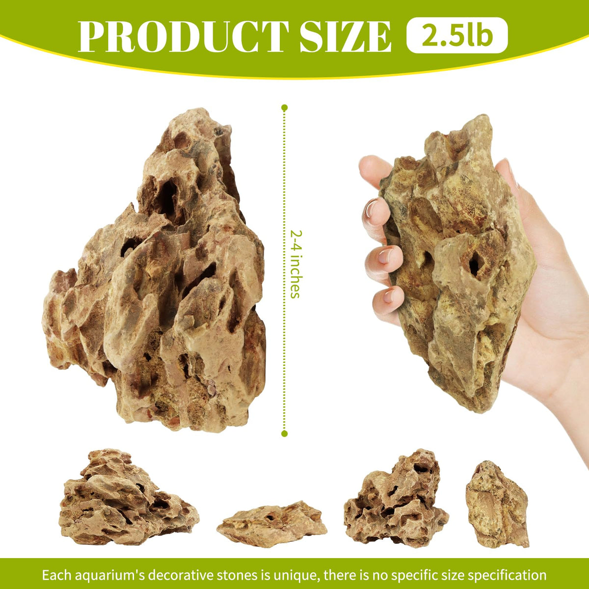 VOKOY 2.5lb Natural Dragon Stones, Aquarium Rocks Decoration Aquascaping Stone Landscaping Model for Fish Tank Decor Terrariums Paludariums Reptile Enclosures Gardens, 2-4 inches