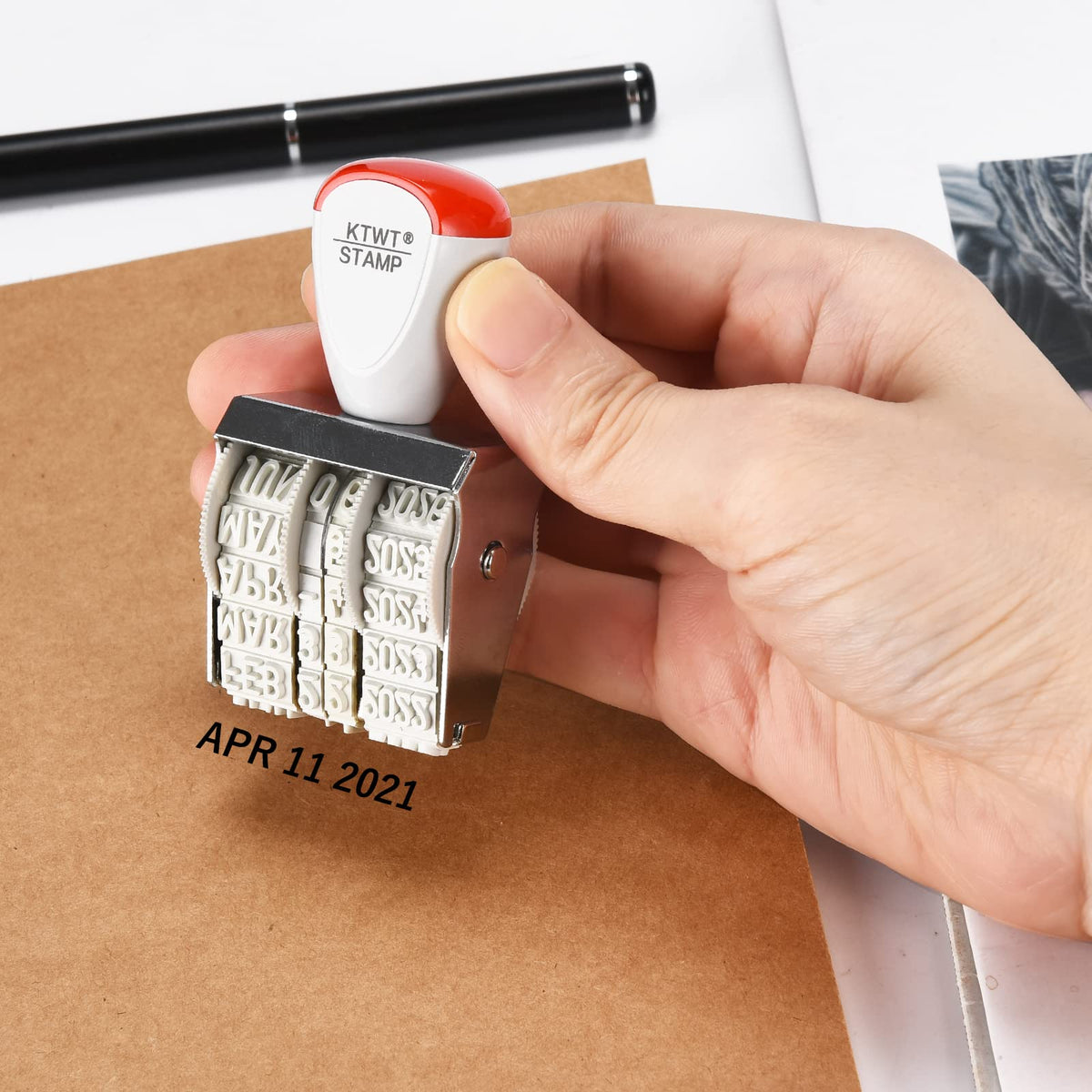 KTWT 1.5" Rubber Stamp Line Dater, Date Stamp, Office Stamp, Rotating Stamp 3/16" (5mm)