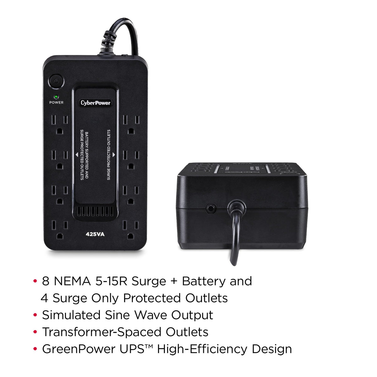 CyberPower ST425 Standby UPS Battery Backup and Surge Protector, 425VA/260W, 8 Outlets, Compact, UL Certified