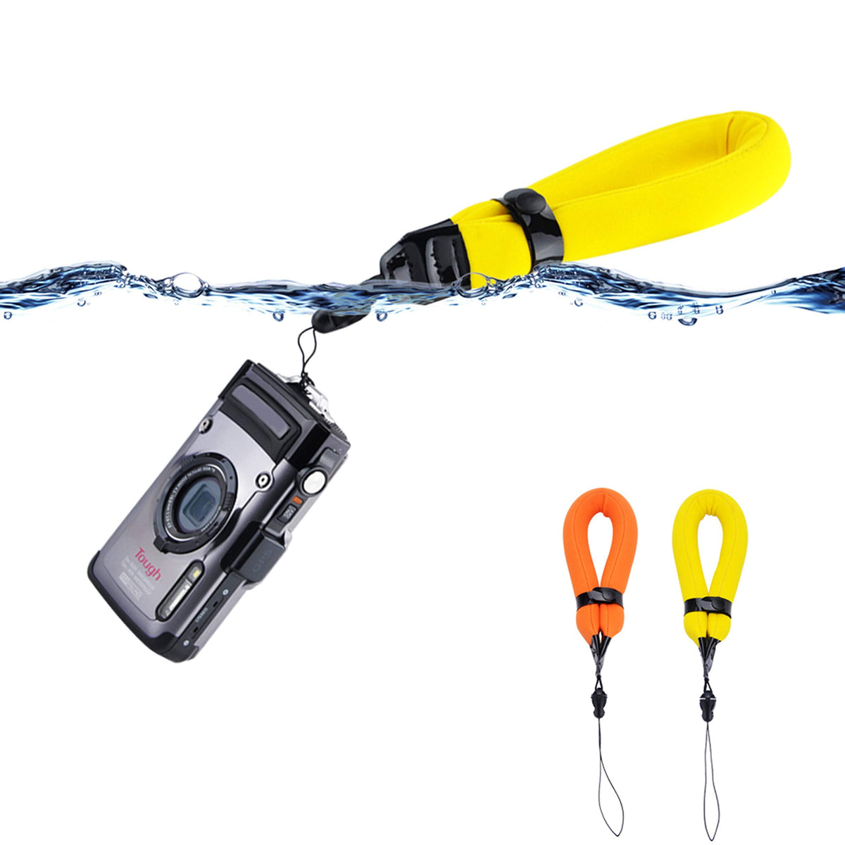 2 Pack Waterproof Camera Float Strap for Kodak PIXPRO WPZ2 Fuji Fujifilm XP140 XP130 XP120 XP90 XP80 GoPro Hero 13 12 11 10 9 8 Olympus TG-7 TG-6 TG-5 TG-4 TG-870 Nikon W300 W150 W100 AW120 & More
