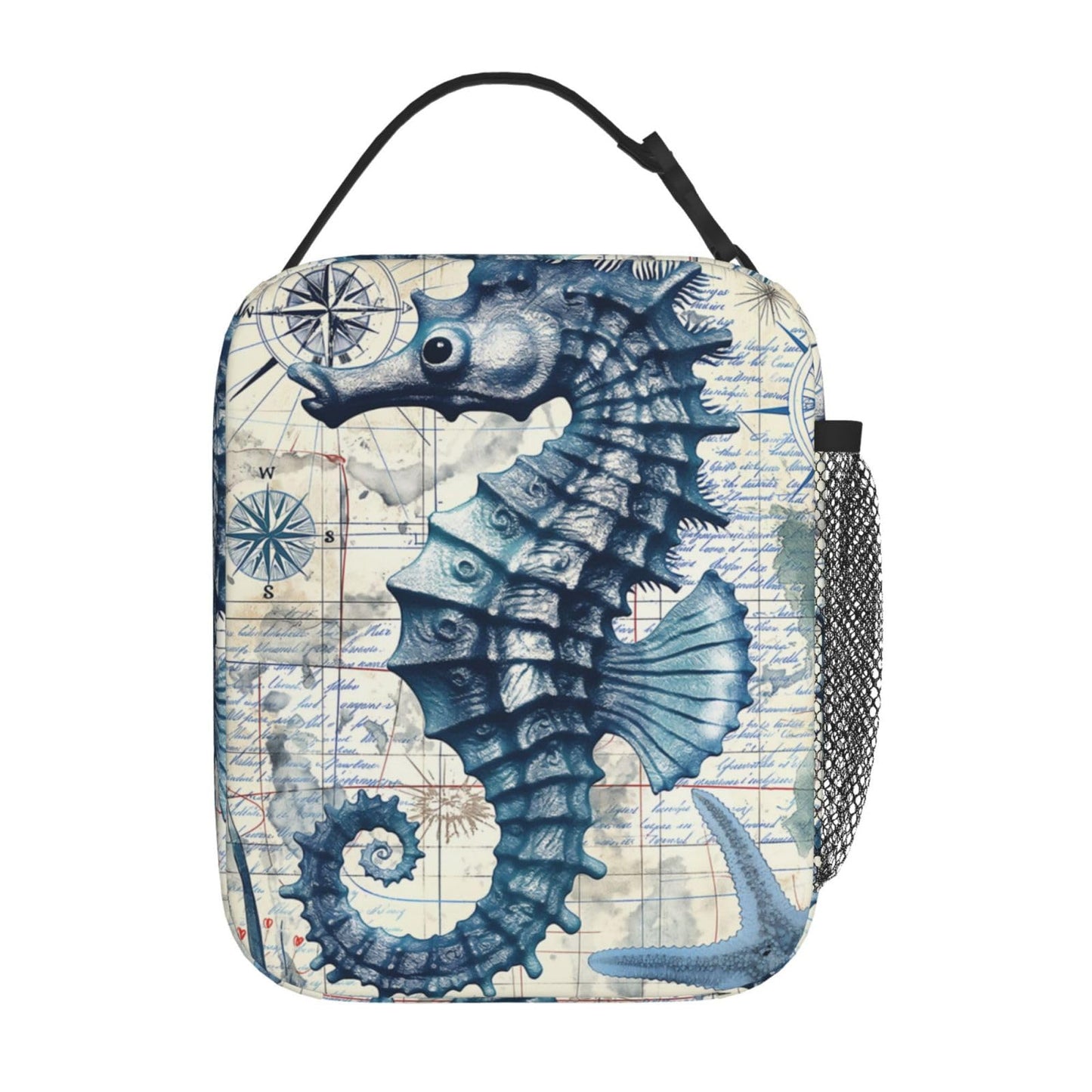 VANZEV Sea Horse Lunch Box for Adults Women Girls Boys Kids Nautical Ocean Animal Theme Lunch Box Insulated Cooler Reusable Lunch Bag Container Gifts for Work Office Picnic Travel School