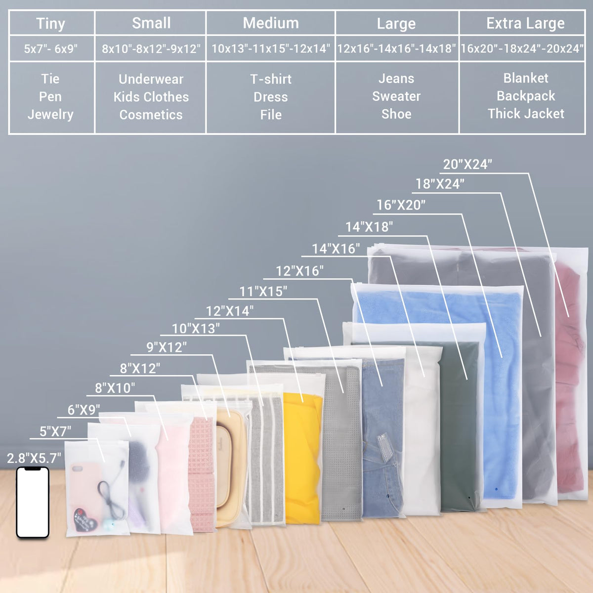 Svaldo Clothes Packaging Bags for Shipping, 100 Count 10x13 inch Frosted Zipper Plastic Bags for Clothing, Clear Apparel Bag for T-Shirt, Shirt, Document, 3 Mil, with Vent Holes