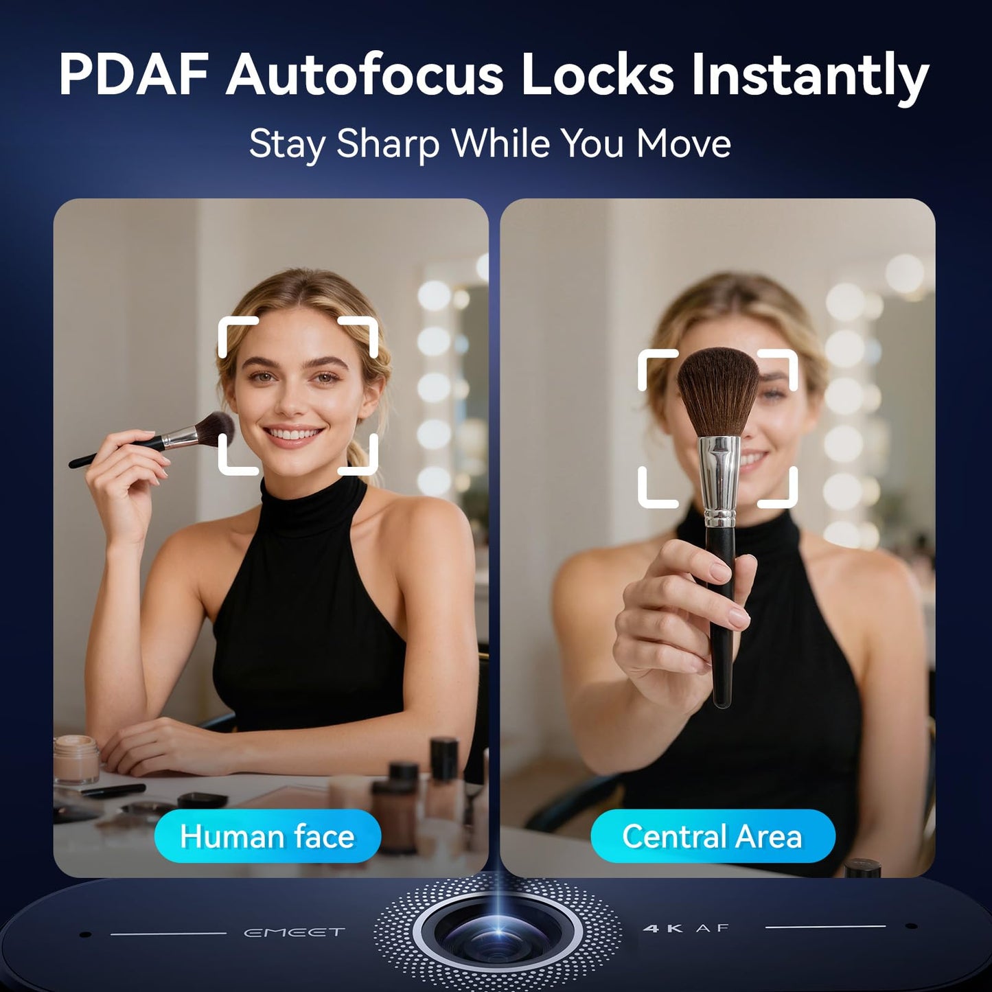 EMEET C60E 4K Webcam with Tripod, Streaming Camera with PDAF Autofocus, Dual Microphones, Auto Light Correction, 73° FOV, Plug & Play USB Webcam for Live Streaming, Gaming & Real-Time Interaction