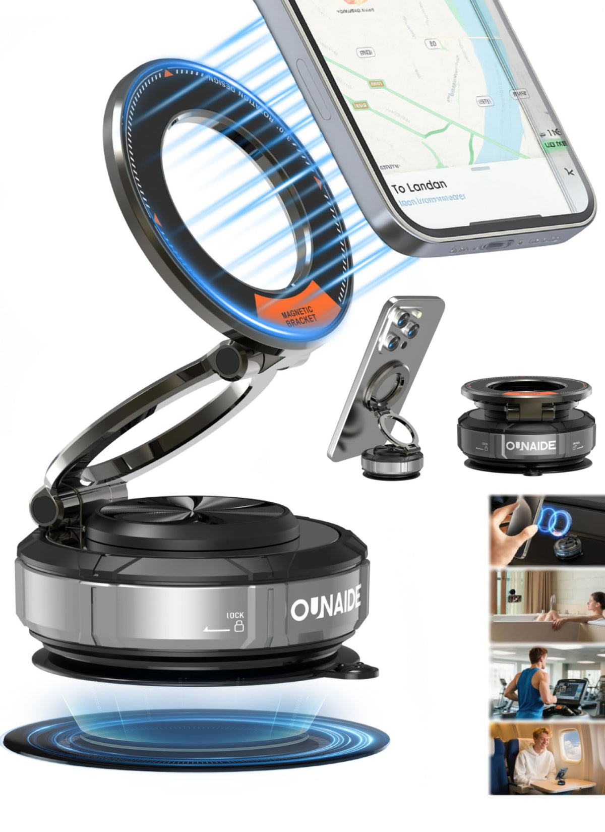 Car Phone Holder for Magsafe Car Mount 360° Adjustable Vacuum Magnetic Phone Holder 98LBS Suction Zinc Alloy Foldable Car Cell Phone Holder iphone Home Travel for iPhone 17 Pro Max 16 Christmas Gifts
