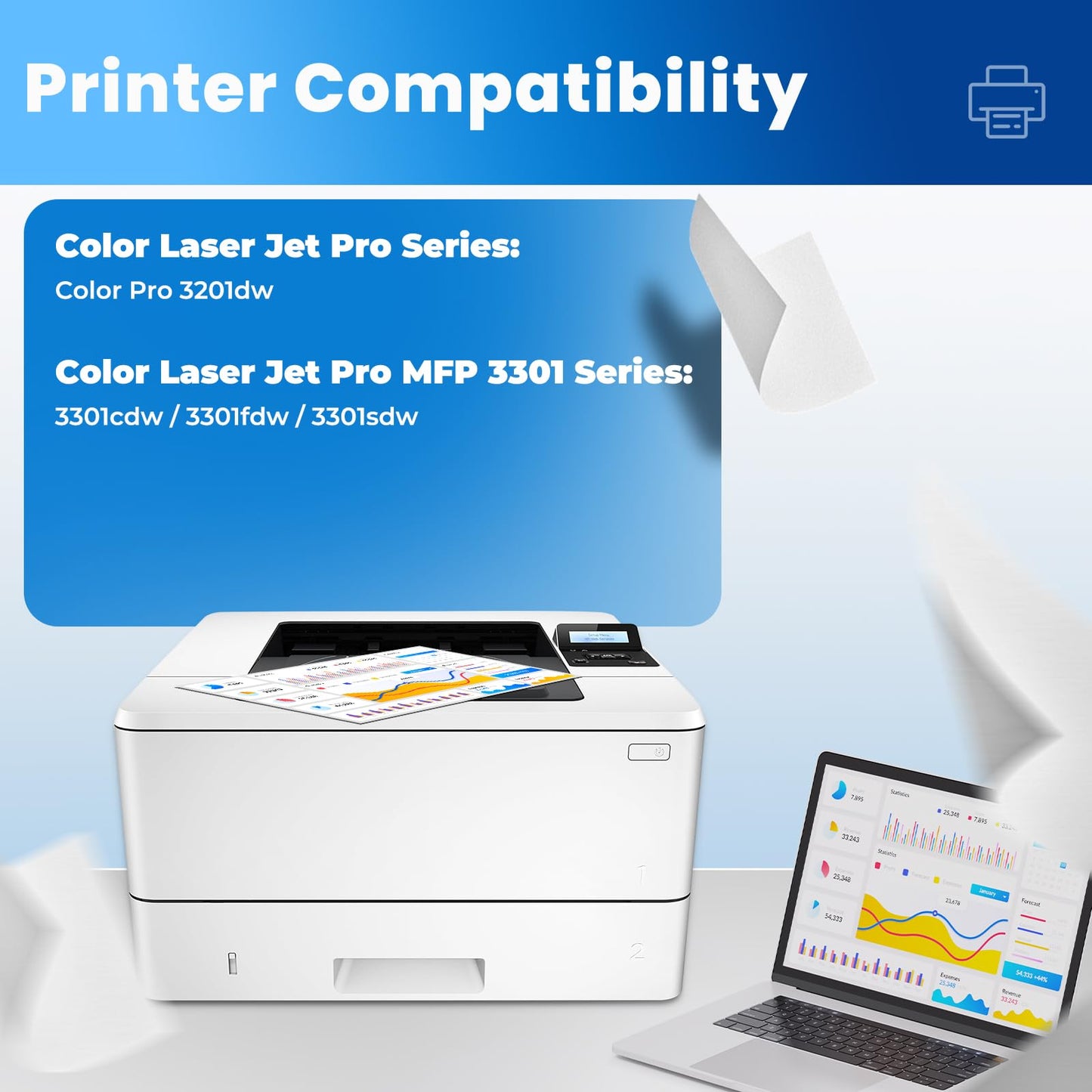 218X Toner Cartridges 4 Pack Color Laser Jet Pro 3201, MFP 3301 (with CHIP) Compatible for HP 218X 218A Toner Cartridge | HP218X HP218A Works with Color Laser Pro 3201dw MFP 3301fdw 3301sdw 3301cdw