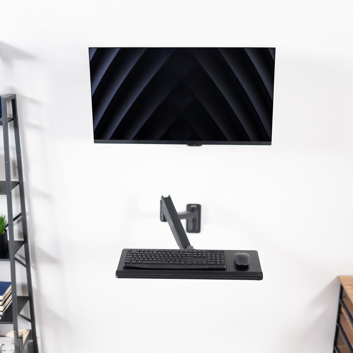 VIVO Sit-Stand 24 Inch Pneumatic Spring Keyboard and Mouse Tray Wall Mount, Counterbalance Height Adjustable Typing Platform, Ergonomic Tilt, Black, MOUNT-KB35C